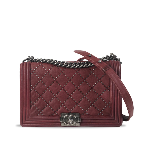 CHANEL Handbags - CHANEL Large Studded Boy Crossbody Bag